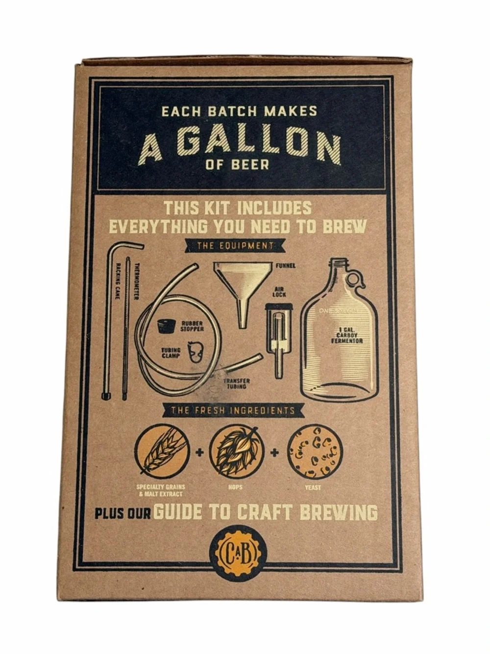 Craft Beer Kit Holiday Ale - Brown & Yellow Rustic Packaging- NWT!